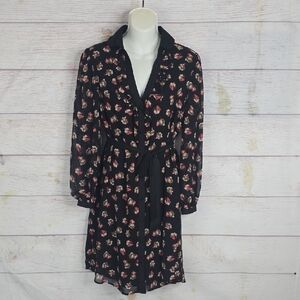 Elle Black Floral Long Sleeve Dress